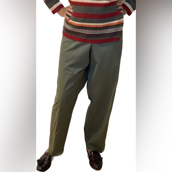 Elisabeth By Liz Claiborne Olive Flat Front Pants  Size 20 - Picture 2 of 4